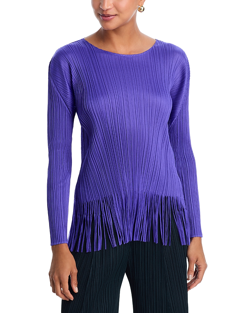 Issey Miyake Wave Fringed Long Sleeve Top In Multi