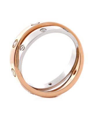  Love 6 Diamonds Double Ring 18K Rose Gold and 18K White Gold with Diamonds