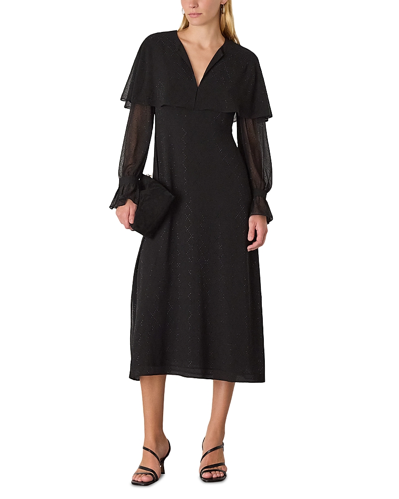 Whistles Womens Cape Hot-fix Woven Midi Dress Black In Black
