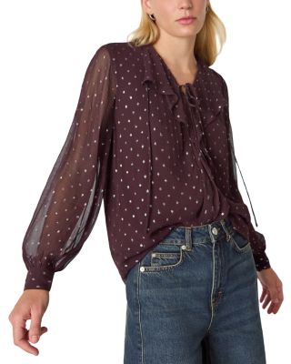 Metallic Dobby Frill Blouse