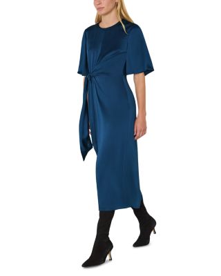 Satin Twist Waist Midi Dress