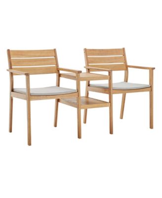 Viewscape Outdoor Patio Ash Wood Jack and Jill Chair, Set of 2