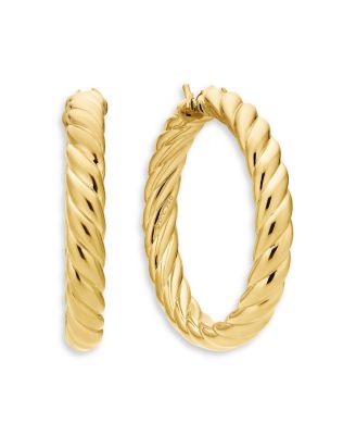Sculpted Cable Hoop Earrings in 18K Yellow Gold, 38mm