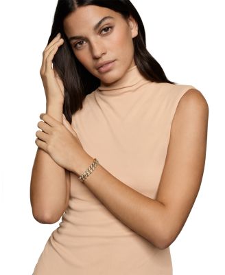 Curb Chain Bracelet in 18K Yellow Gold with Diamonds, 11.5mm