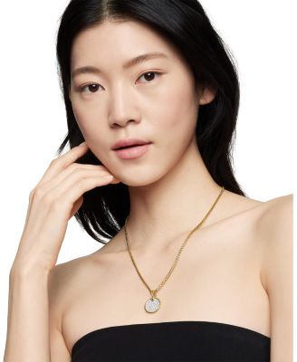 18K Yellow Gold DY Elements&reg; Pav&eacute; Diamond Disc Pendant