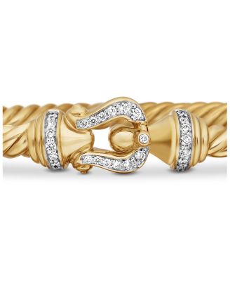 18K Yellow Gold Cable Diamond Buckle Cablespira&reg; Bangle Bracelet, 3.5mm
