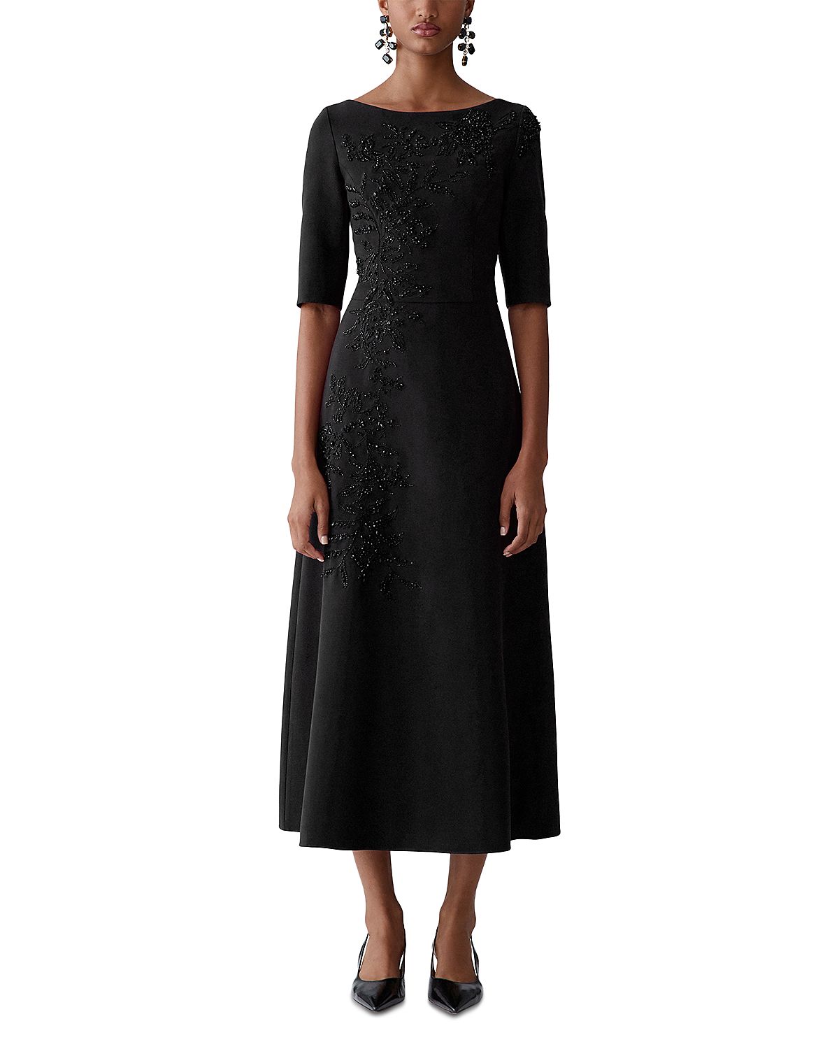 Carolina Herrera Embellished Boat Neck Dress