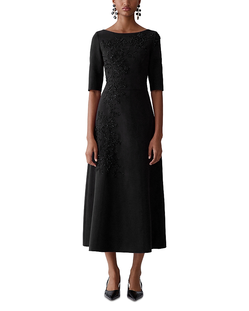 Carolina Herrera Embellished Boat Neck Dress