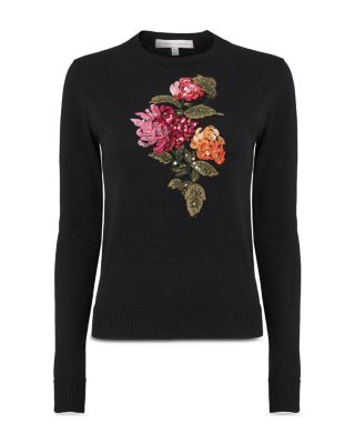 Embellished Long Sleeve Crewneck Top