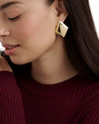 Geometric Diamond Shape Statement Stud Earrings