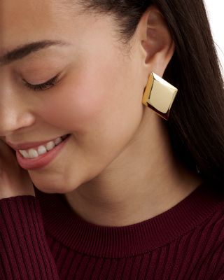 Geometric Diamond Shape Statement Stud Earrings 