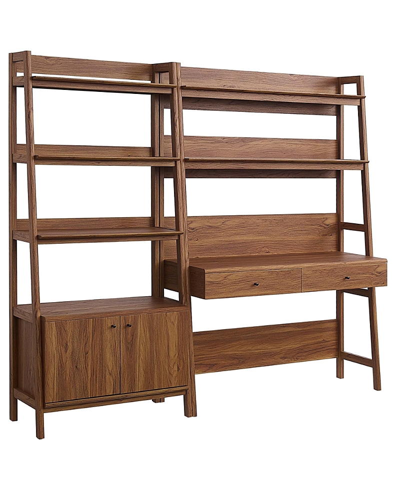 Modway Bixby 2-piece Wood Office Desk And Bookshelf In Brown