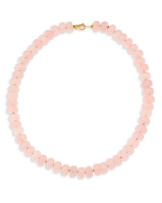 9K Yellow Gold Rose Quartz Necklace, 16"