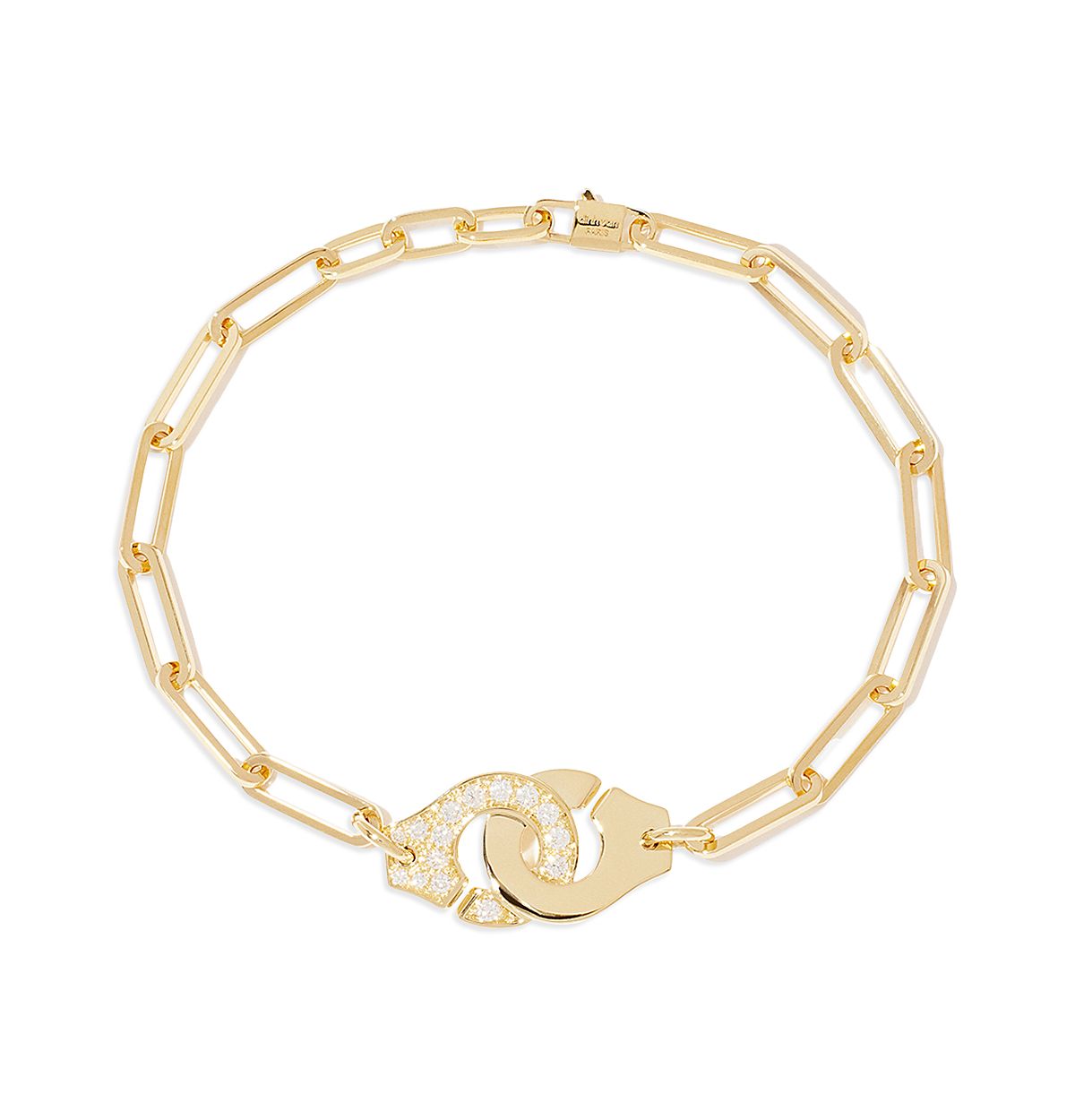 Dinh Van 18K Yellow Gold Menottes Dinh Van Diamond Handcuff Chain Link Bracelet