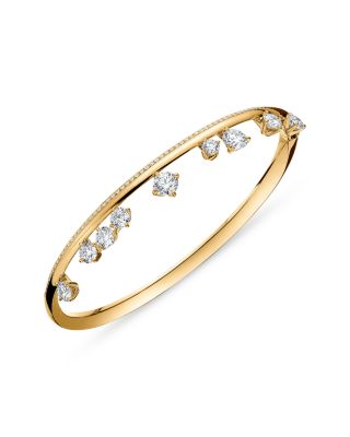 18K Yellow Gold Barre Diamond Dangle Pav&eacute; Bangle Bracelet