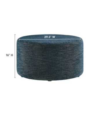 Callum Large 29" Round Woven Heathered Fabric Upholstered Ottoman