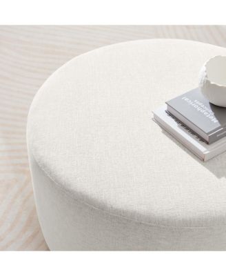 Callum Large 29" Round Woven Heathered Fabric Upholstered Ottoman