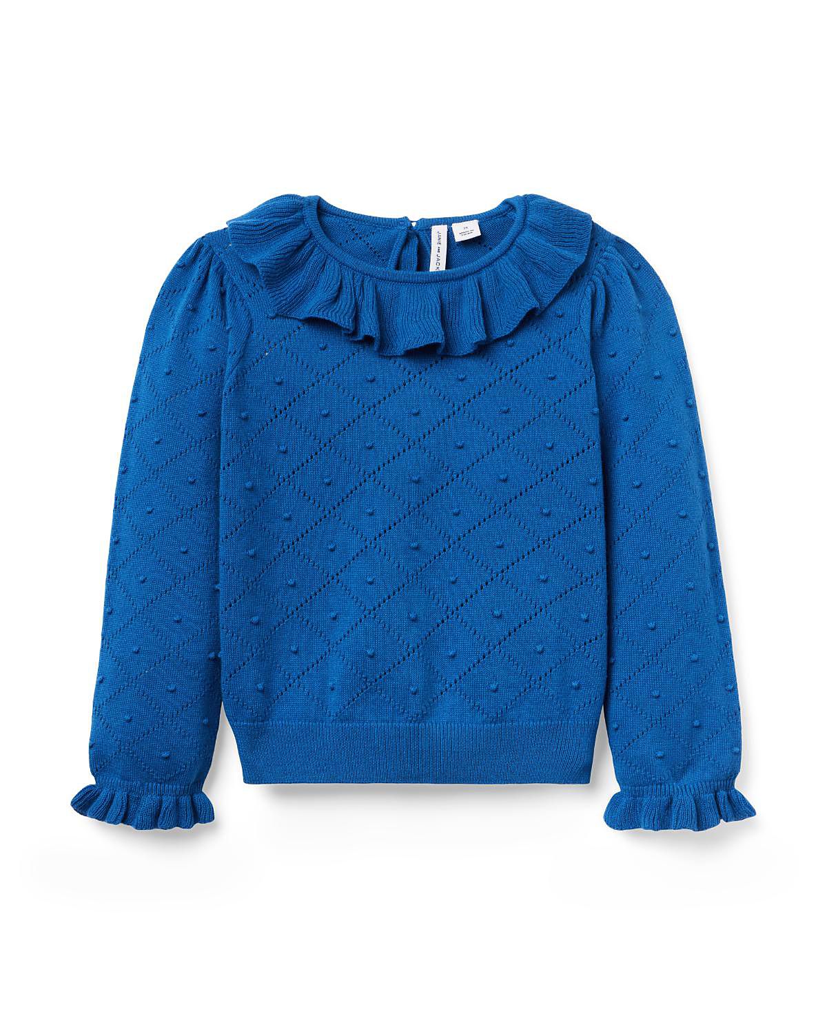 Janie and Jack Girls' Textured Ruffle Collar Sweater - Little Kid, Big Kid