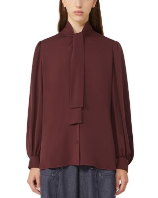 Melania Silk Tie Neck Blouse
