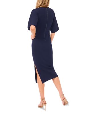 Flare Sleeve Crew Neck Midi Dress