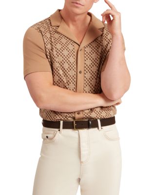 Danlibe Short Sleeve Argyle Button Through Jersey Shirt