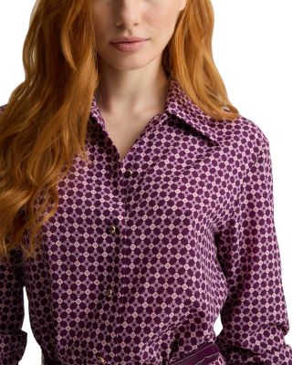 Printed Long Sleeve Shirt Dress