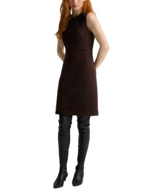 Crepe Cady Bordered Tweed Dress