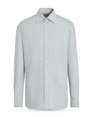 Silk, Cotton & Cashmere Stripe Regular Fit Dress Shirt