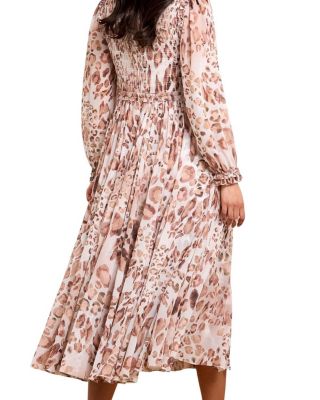 Leopard Chiffon Smocked Ballerina Dress