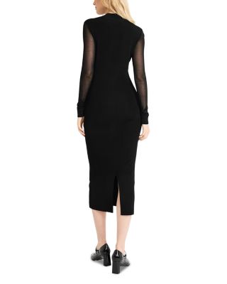 Long Sleeve Mock Neck Sheath Midi Dress
