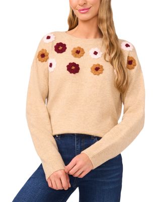Multicolor Embroidered Flower Sweater