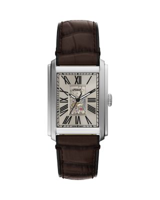 Carraway Automatic Brown Croc-Embossed Leather Watch, 30mm x 42mm