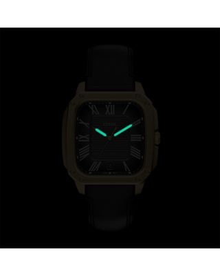 Crosby Three-Hand Black Leather Watch, 42mm x 30mm