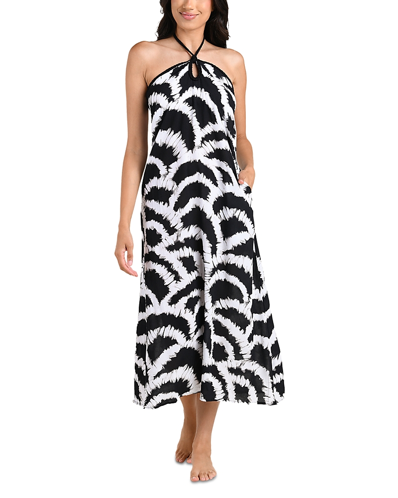 La Blanca Woven Shadows Halter Cover Up Maxi Dress In Black