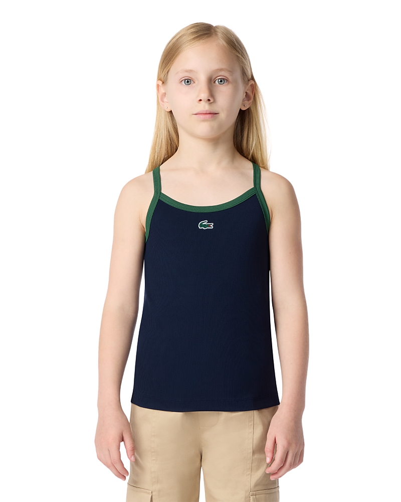 Lacoste Girls' Logo Ribbed Tank Top - Big Kid