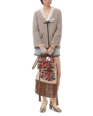 Beaded VLogo Top Handle Shoulder Bag