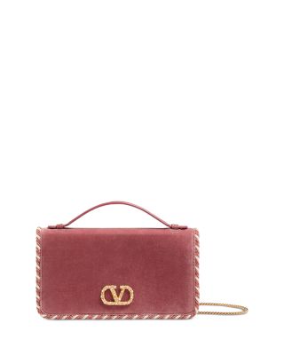 Jewel Vlogo Signature Velvet Top Handle Chain Wallet
