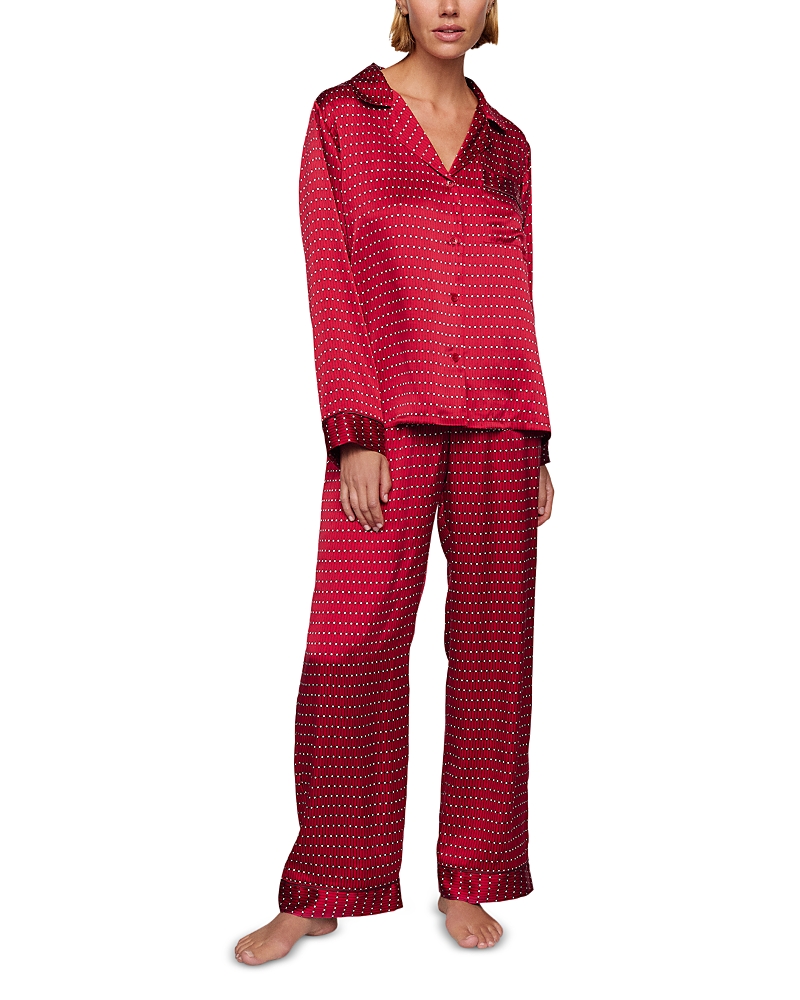 Eberjey Inez Printed Washable Silk Long Pajama Set In Red