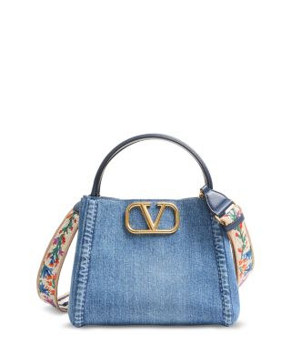 Alltime Medium VLogo Convertible Top Handle Bag in Denim