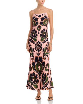 farm rio arabesque floral midi dress Blue Arabesque Floral Midi Dress  FARM Rio