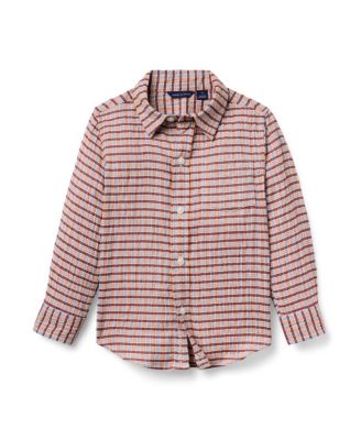  Unisex Plaid Seersucker Twill Shirt