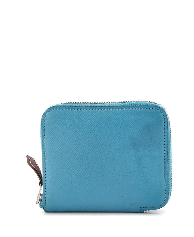 PRE-OWNED HERMES Pre-owned Hermes Compact Azap Zip Around Wallet Silk'in Epsom In Blue