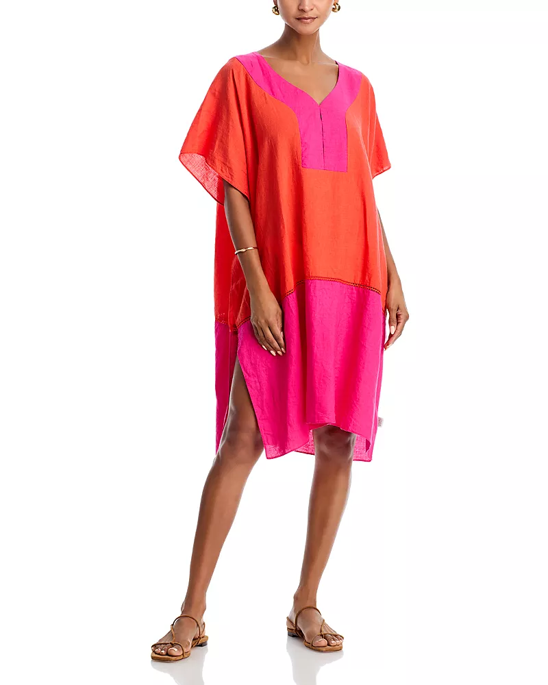 Echo Colorblocked Siesta Caftan Swim Cover-Up