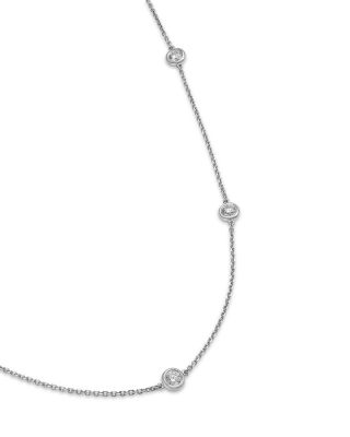 Diamond Bezel Station Necklace in 14K Gold, 1.0 tcw
