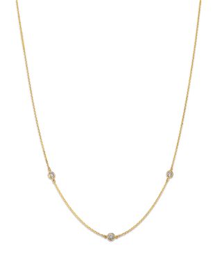 Diamond Bezel Station Collar Necklace in 14K Gold, 0.25 tcw