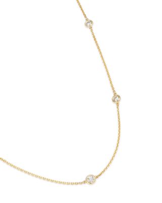 Fine Collection Diamond Bezel Station Necklace in 14K Gold, 0.75 tcw