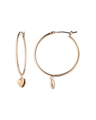 Puffy Heart Charm Hoop Earrings