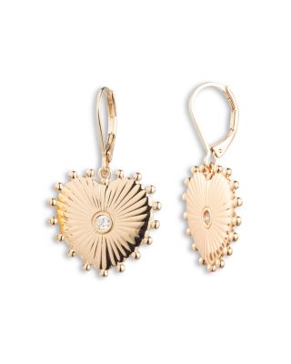Pav&eacute; Textured Heart Drop Earrings