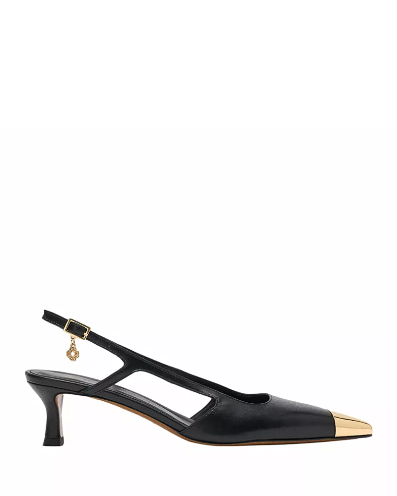 Maje Women's Fayna Toe Cap Leather Slingback Pumps