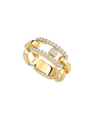 18K Gold Move Link Diamond Openwork Ring, 0.45 tcw